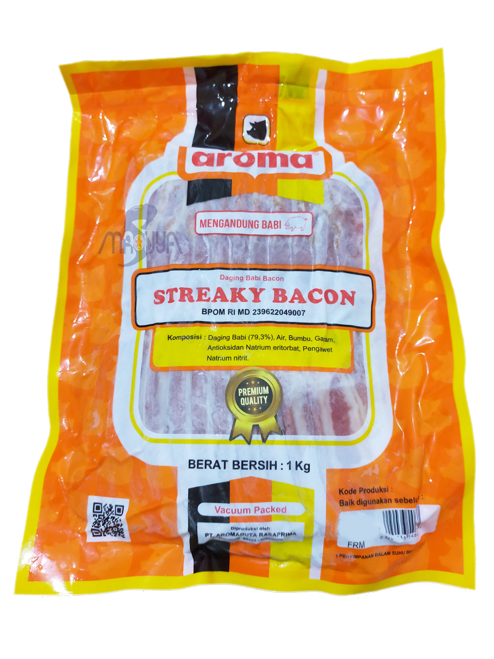 Aroma Streaky Bacon (Premium Quality) Vacuum Packed 1 Kg